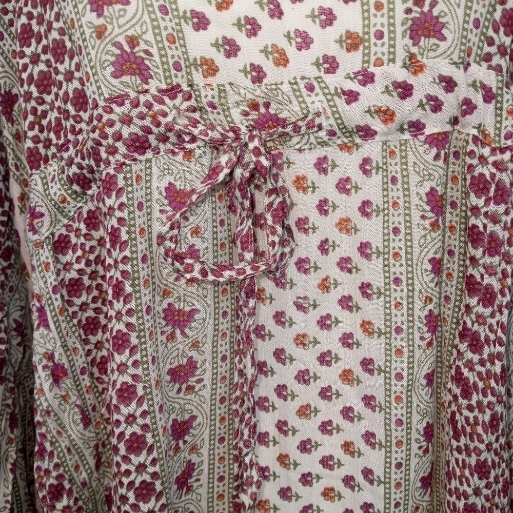 RAGA Boho Mixed Floral Print Babydoll Dress Bell Sleeve Prairiecore NWT Size Sm. - Picture 4 of 13